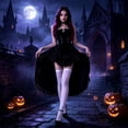 thumbnail image 2 of HOWPAY Halloween Dresses For Women Gothic Swallow Tail Dress Vampire Bride Style Vintage Dark Fancy Outfit For Cosplay Masquerade Wedding Theme Party Halloween Costumes L, 2 of 9