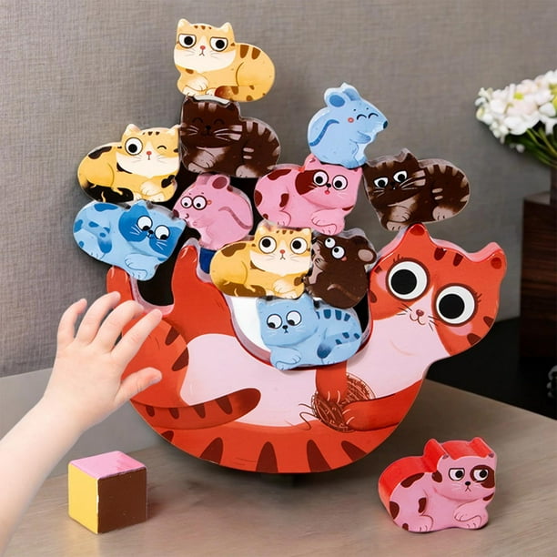 Juguetes educativos de apilamiento Montessori, juguetes de construcción de juegos de competición de equilibrio, juego de inteligencia de desarrollo de Gato y ratón Hugo Juego de apilamiento