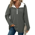 thumbnail image 7 of Tauxra Drawstring Half Zip Hoodie for Women,Long Sleeve Solid Color Pocket Top,Hooded Sweatshirt Women, 7 of 7