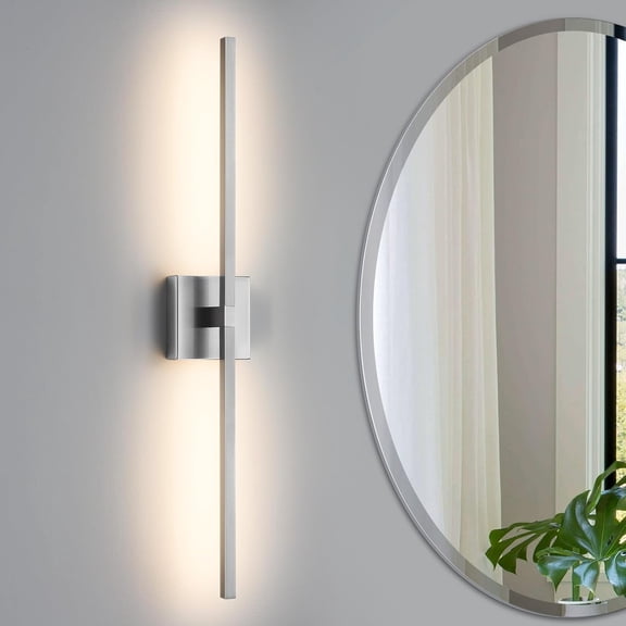 Bathroom Vanity Light Fixtures - 30 Inch Brushed Nickel Bathroom Lights Over Mirror 18W LED Vanity Light Bar 3500K Modern Wall Sconce Lighting for Mural | Bathroom Lights Over Mirror, Dimmable