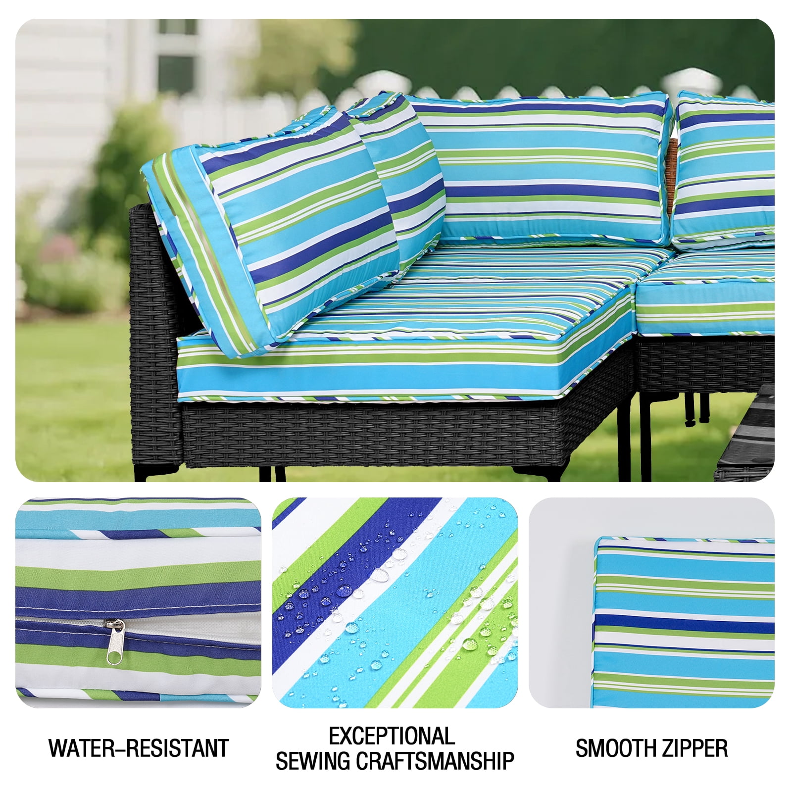 FKS LIFE 14-Piece Waterproof Patio Cushion Covers Set, Fade-Resistant Outdoor Cushion Slipcovers for Patio Furniture & Living Room, Versatile Replacement Covers for Couches, Chairs(25.6x25.6x3.9)