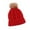 Red, variant on Xfvqtps Womens Beanie Knit Crochet Cuffed Fuzzy Pompom Solid Color Ribbed Chunky Stretch Windproof Coldproof Warm Outdoor Versatile Thickened Soft Fall Winter Skull Cap Red