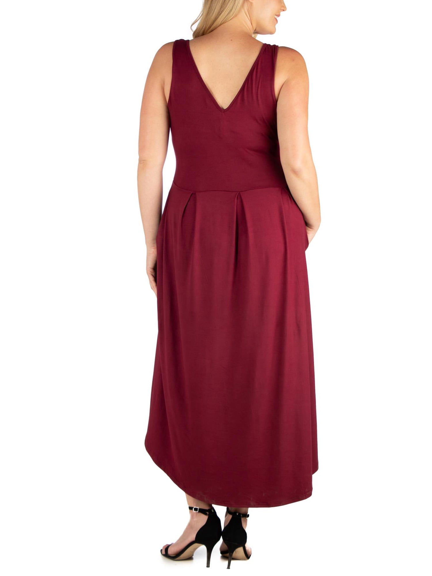 24seven Comfort Apparel Plus Size High Low Party Dress with Pockets