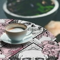 thumbnail image 3 of Ambesonne Skulls and Roses Fitted Round Tablecloth, Rhomboid Gothic, 36"- 40" Diameter, Blush White and Charcoal Grey, 3 of 5