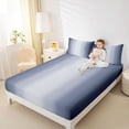 thumbnail image 4 of Homewish Gradient Deepblue White Full Size Sheets,Stripes Print Bed Sheets,Abstract Geometric Aesthetic Sheet Sets For Kids,Microfiber Bedroom Decor,4-Piece, 4 of 7