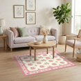 thumbnail image 3 of ODIKA 4'x6' Ultra-Soft Area Rug, Pink Long Coquette Motif Delicate Frame Border Vintage Sage Bathroom None Washable, Bare feet friendly, Silk-Touch for Bedroom Home office, 3 of 7