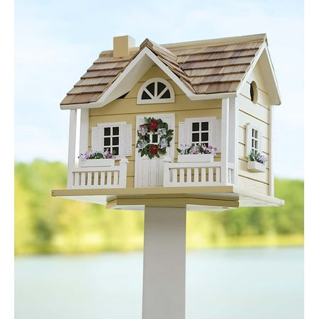 Garden Cottage Birdhouse - Wreath Cottage Birdhouse, Yellow