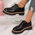 thumbnail image 2 of HEWUQI Womens Platform Mary Jane Oxfords Leather Comfortable Vintage Lace up Wingtip Non Slip Dressy Shoes Business Casual Chunky Heels Black Size 6.5, 2 of 5