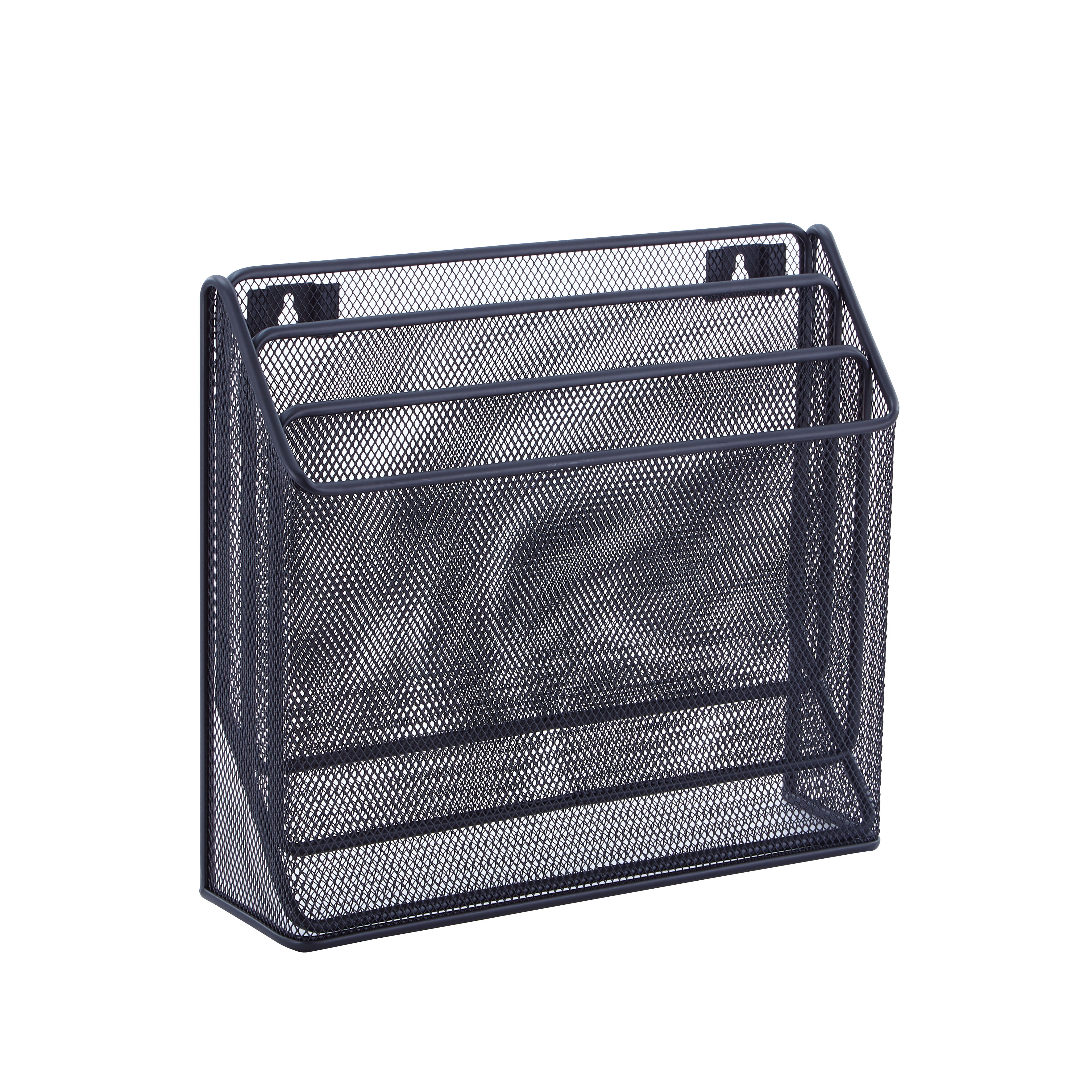 Pen+Gear Metal Mesh Desk Organizer, 3-Tier Wall Mount, Black photo 6