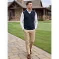 thumbnail image 2 of INSPIRE CHIC Men's Casual Pullover V-Neck Solid Lightweight Cable Knit Sweater Vest M Navy Blue, 2 of 6