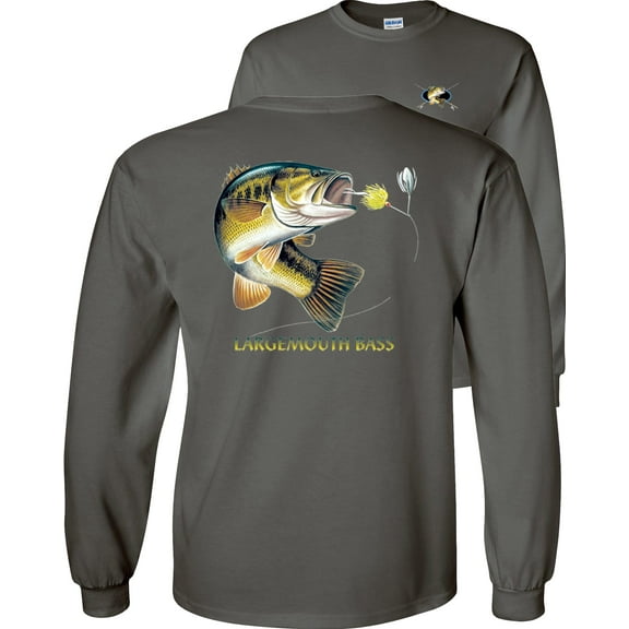 Fair Game Largemouth Bass Fishing Long Sleeve Shirt Profile-Charcoal-Small