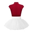 thumbnail image 2 of Alvivi Kids Girls Shiny Ballet Dance Outfits Gymnastic Shirt Crop Top and Tutu Skirt Bllerina Costume Burgundy&White 8, 2 of 5
