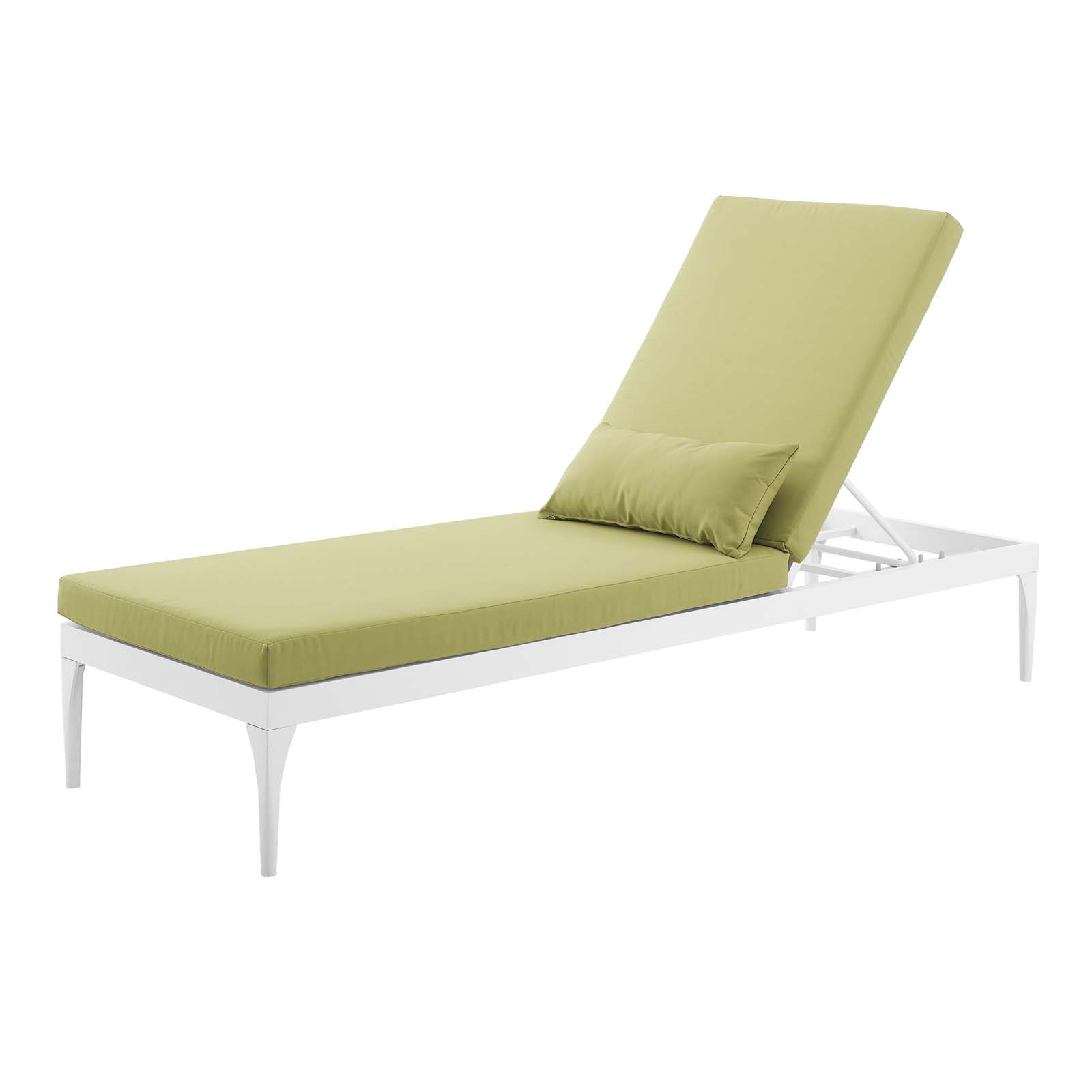 Modern Contemporary Urban Design Outdoor Patio Balcony Garden Furniture Lounge Chair Chaise, Fabric Aluminium, Green White - image 1 of 7