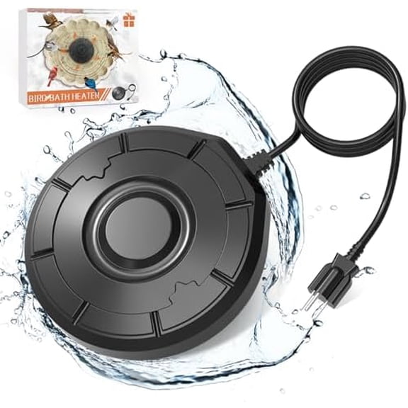 Bird Bath Heater,Birdbaths De-Icer,Birdbath Water Heater Deicer with Thermostatically Controlled,Heated Bird Bath Deicer Suitable for Birdbath Farm Livestock Drinking Outdoors in Winter,Black