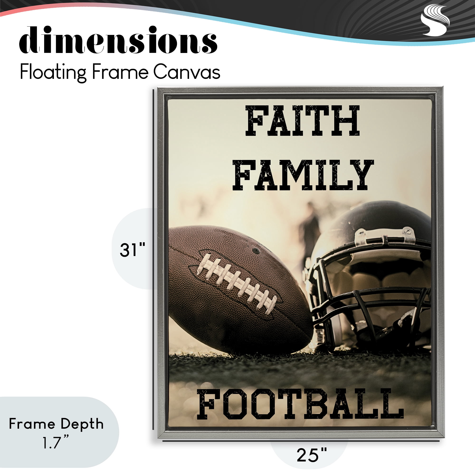 Stupell Industries Faith Family Football Gray Framed Floater Canvas Wall Art, design by Jesse Keith