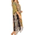 thumbnail image 4 of Sakkas Kristy Long Tall Lightweight Caftan Dress / Cover Up With V-Neck Jewels - orbk233-black - One Size Regular, 4 of 5