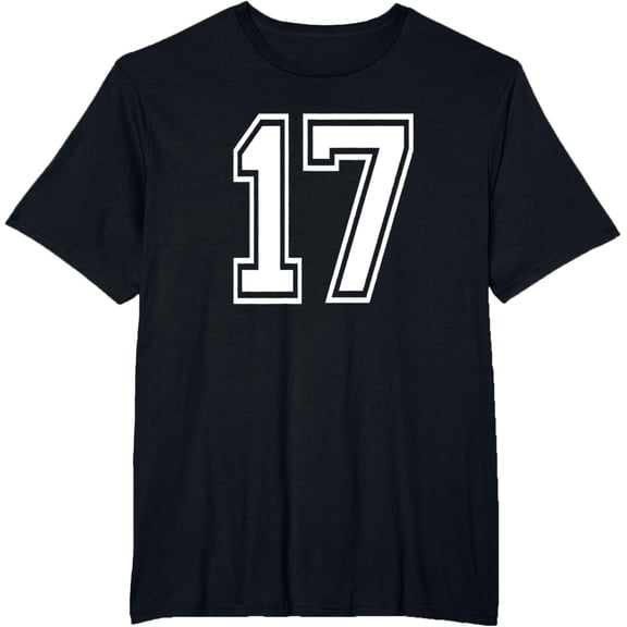 t-shirt Number 17 Numbered Uniform Sports Jersey Team 17th Birthday T-Shirt mens，black，women，funny，men，journey，Crew Neck, Short Sleeve,printing