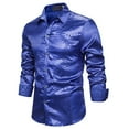 thumbnail image 2 of PuLe Men Long Sleeve Sequin Shirt Men's Shiny Lapel Collar Club Dance Slim Fit Colorful, 2 of 4