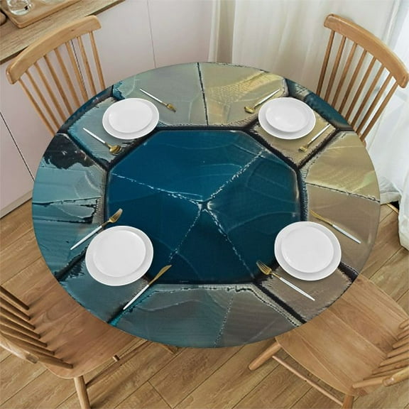 BCIIG Soccer Ball Round Tablecloth Stain Resistant & Washable for Indoor Outdoor Dining Kitchen Parties - Waterproof Polyester Fabric 31"-35