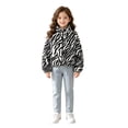 thumbnail image 5 of Mnyotv Girls Plush Jackets Zebra Printed Long Sleeve Warm Cardigan Coats Little Girls Puff Jacket Size 8-9 Years, 5 of 6
