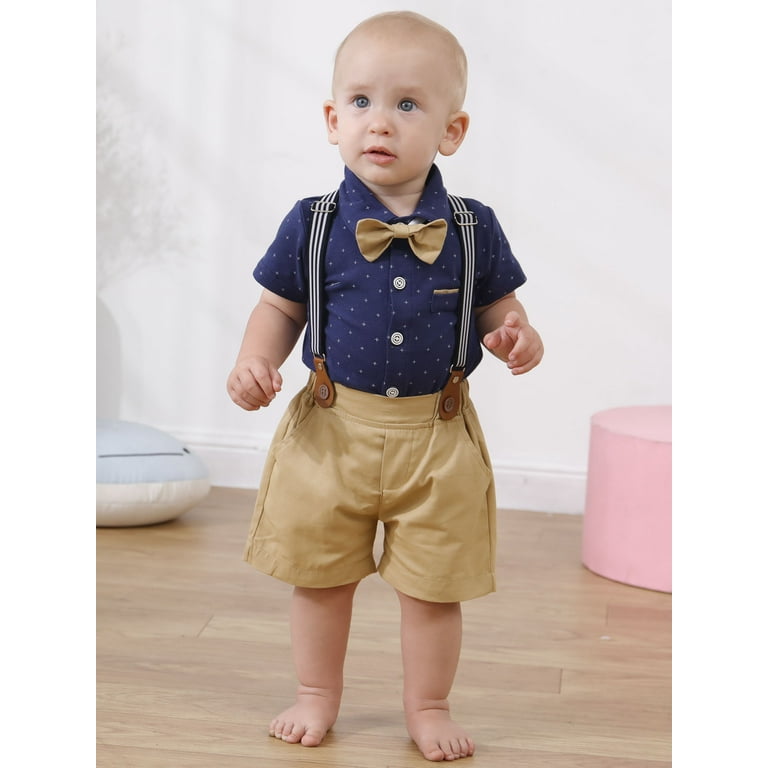 CARETOO Baby Boy Clothes Suit Shirt Shorts Suspender Pants Formal