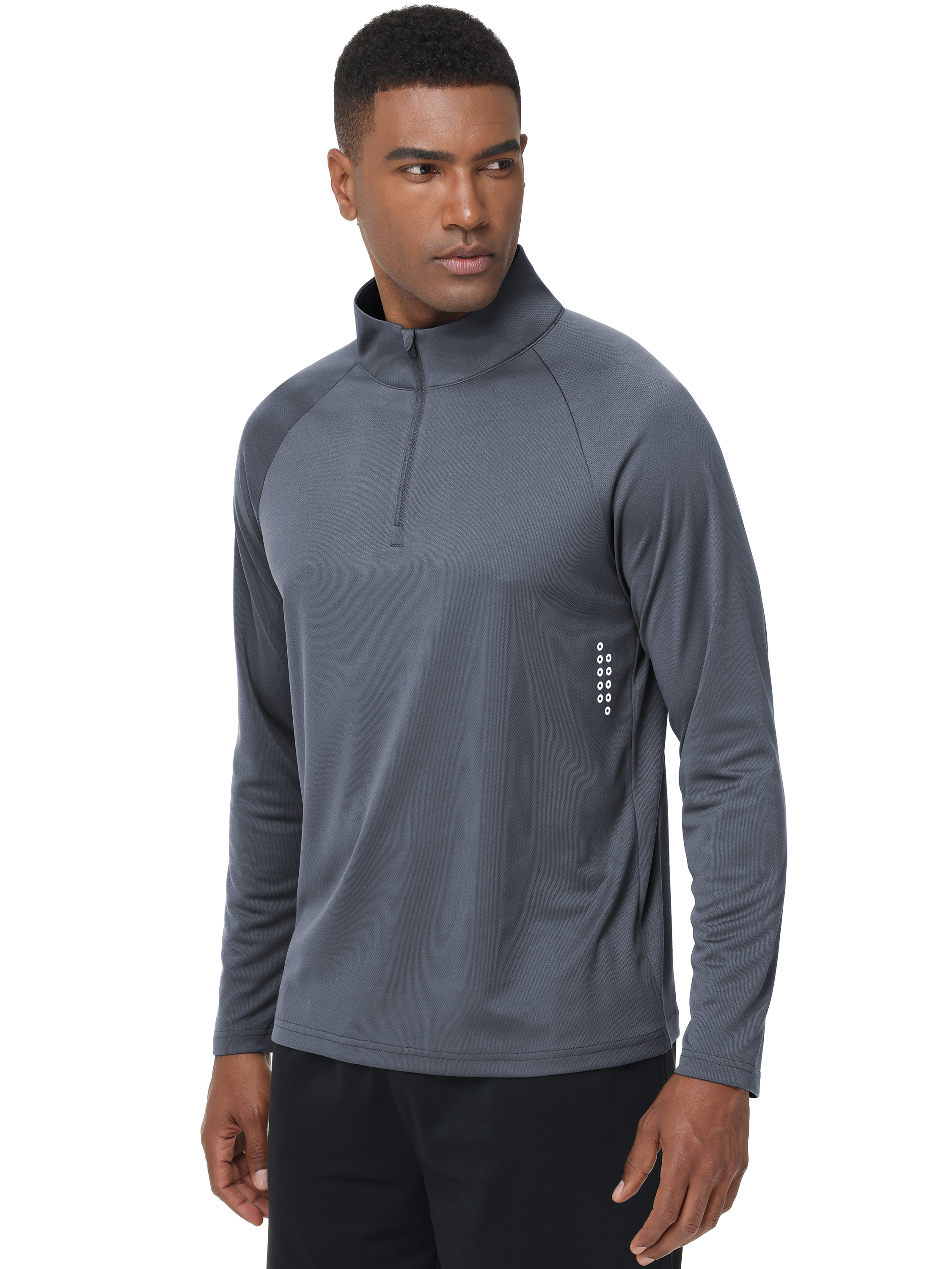 Sudadera con cremallera de cuarto para hombre, manga larga, secado rápido, para correr, golf, gimnasio y uso casual 8