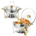 thumbnail image 1 of Yiwa Ensemble de 2 Plats Anti-Frottement pour Buffet, Plats Ronds de 5 Qt pour Buffet avec Support de Couvercle et Couvercle en Verre, Ensembles de Réchauds et Réchauds de Buffet en Acier Inoxydable pour Fêtes, Mariage, Camping, Souper, 1 of 7