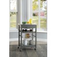 thumbnail image 2 of Linon Clarke 4-Tier Mobile Serving Cart with Stainless Steel Top, 22.75" Length, Gray, 2 of 5