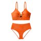 thumbnail image 4 of Tankini para mujer, traje de baño liso con escote en V, hueco, cintura alta, texturizado, plisado, dividido, dos piezas, tankini, 2 piezas, trajes de baño para mujer, tankinis, 4 of 4