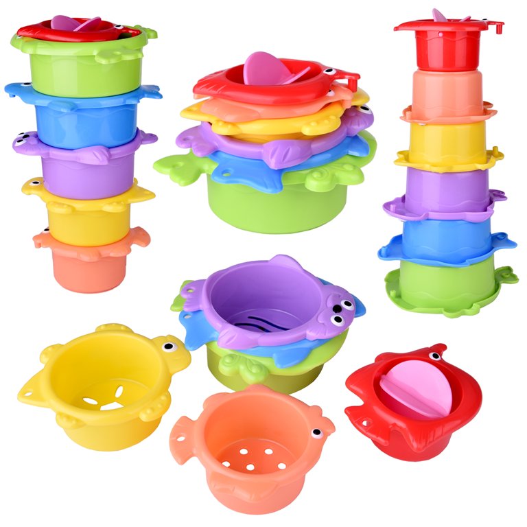 8 Pcs Stacking Play Cups Bath Toy For Baby Toddlers Fun Cups Game 6 -12  Months