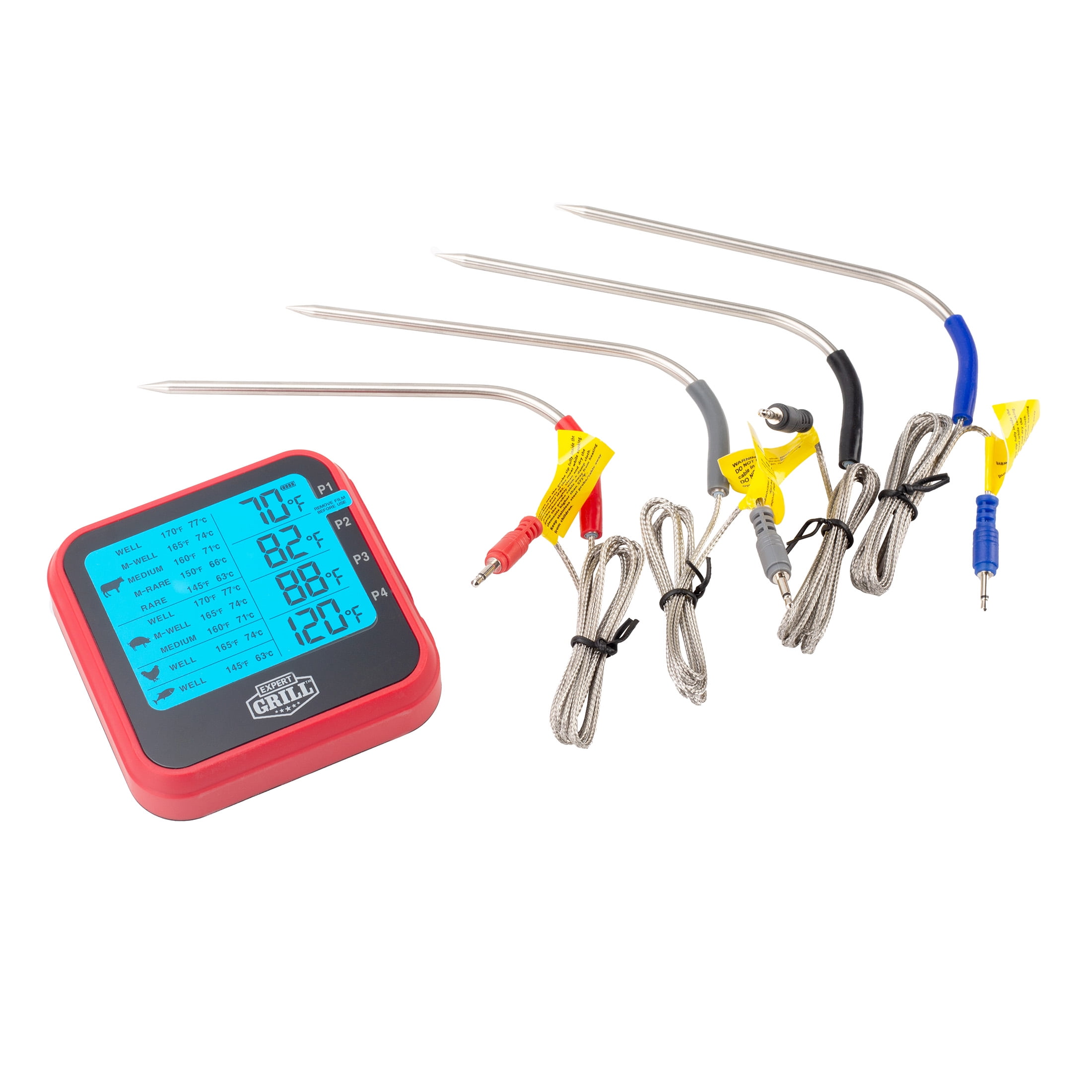 Expert Grill ABS LCD Display Cooking Thermometer with 4 Temperature Probes
