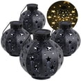 thumbnail image 4 of BEAU JARDIN 4 Pack Hanging Solar Lanterns Decorative Stars Lights Outdoor Waterproof Metal Landscape Lights Warm White LED Auto On/Off for Christmas Decoration Table Yard Patio Party Black BG422, 4 of 8