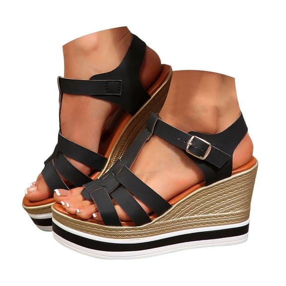 Dakaela Platform Sandals Women Comfortable Espadrille Wedge High Heels Ladies Open Toe Dressy Shoes