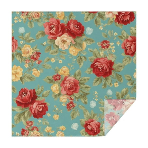 Pioneer Flower Floral Print Pattern Square Tablecloth,Waterproof Square Table Cover,Wipeable Spillproof Washable Table Cover for Home Kitchen Party Decor 42"X42"(107x107cm)