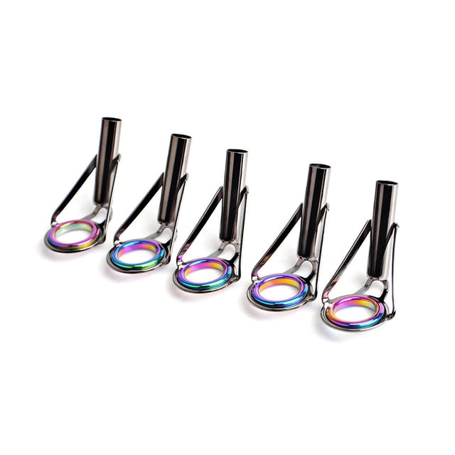 Soidarity Paquete de 5 puntas de ojo de guía de caña de pescar universal anillos de guía de línea de acero inoxidable accesorios de aparejos de pesca Pescar gris colorido Talla 9 Soidarity OD027379-12