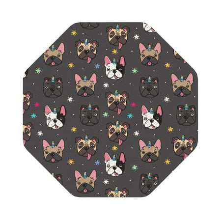 

Adobk French Bulldogs Print Leather Coasters for Drinks(6 Pack) Durable Drink Coasters Set Luxurious Home Décor and Housewarming Gift Octagon