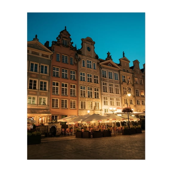 Gdańsk at Night 01 - Gdańsk Pomorskie Poland Photography Unframed Wall Art Print 8 x 10 inches