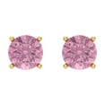 thumbnail image 3 of 1.5 ct Screw-Back Stud Earrings for Women | 6mm Round Cut Simulated Pink Diamond | 18K Yellow Gold, 3 of 5