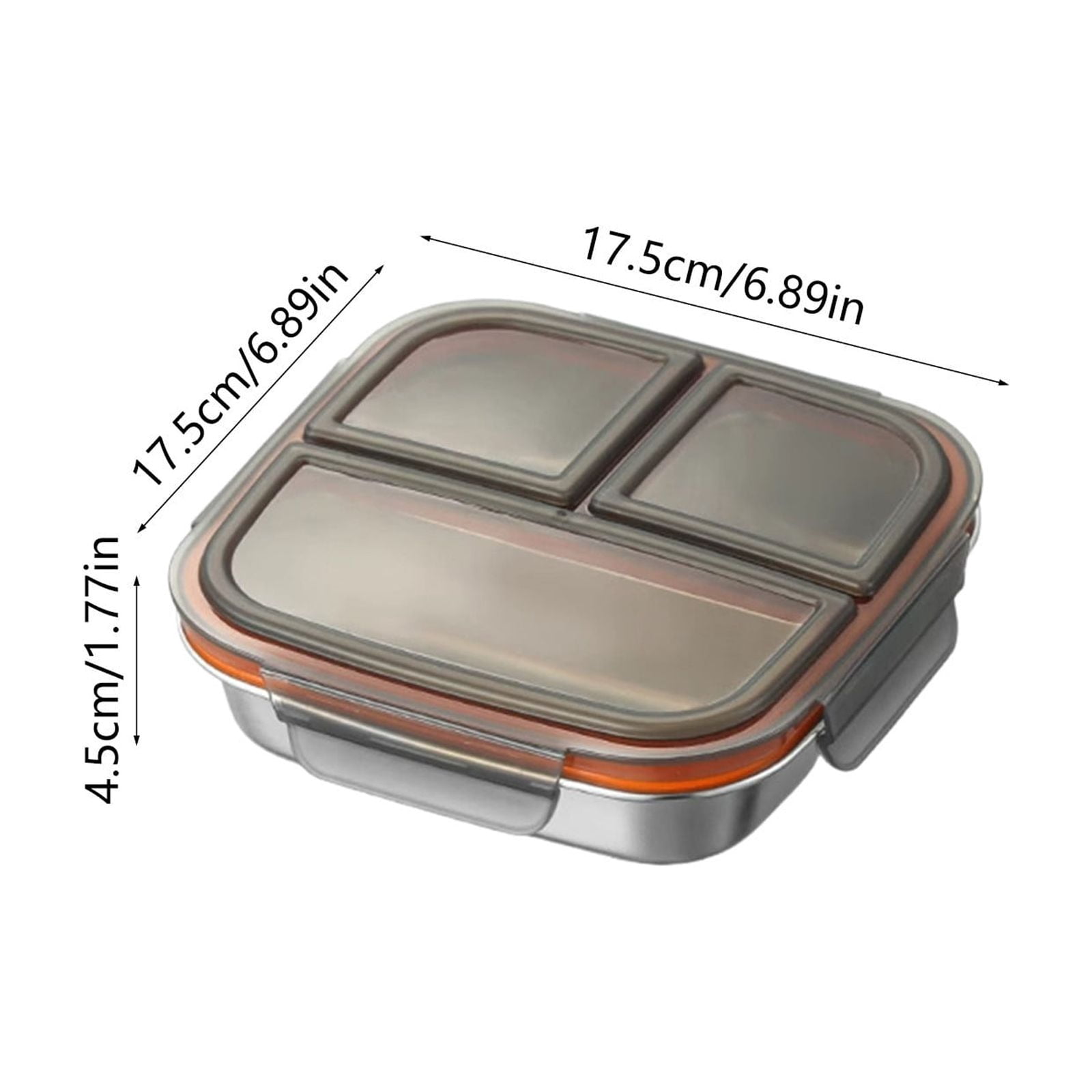 Rijanmt 304 Stainless Steel Snack Container With Lid,20.3 Oz 3-Compartments Reusable Lunch Box For Adults & Students,No-Odor Food Storage Containers Divided Meal Prep Box For Home Work Travel,Black