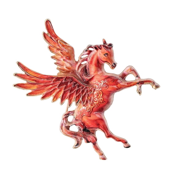 Contemporary Alloy Horse Brooch Avaliable Badge with Big Wing Accent Versatile Clothing Accessory Jewelry