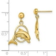 thumbnail image 7 of 14k Yellow Gold 2-D & Polished Dolphin Jumping Through Hoop Earrings, 7 of 7