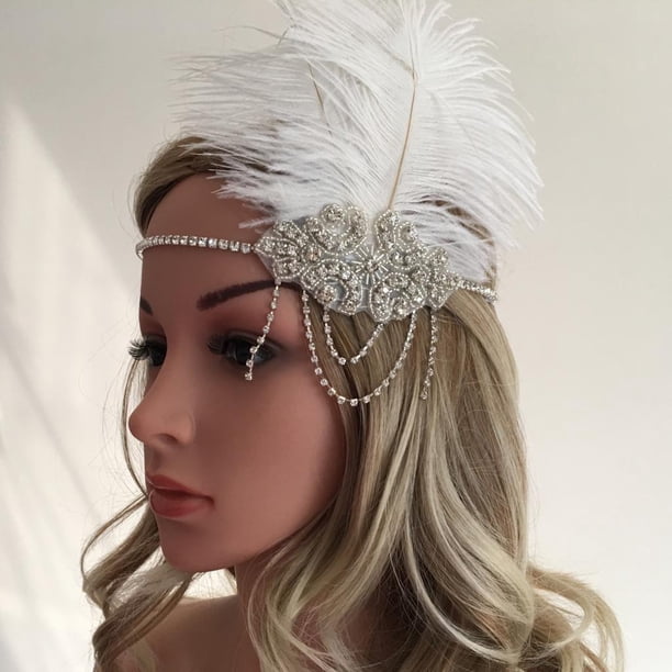 Diademas de de Graduación para Mujer Diadema de Cristal de Plumas de 20 - Hugo Mujer Headband
