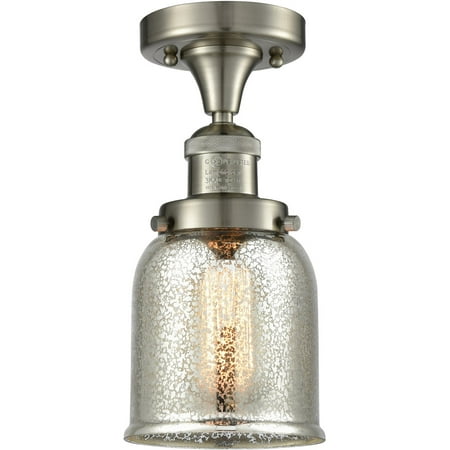 

Brushed Satin Nickel Tone Semi Flush 5 Wide Silver Plated Mercury Glass Steel/Cast Brass Medium Base LED 1 Light Fixture