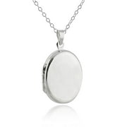 925 Sterling Silver Oval Locket Necklace, 18" Chain