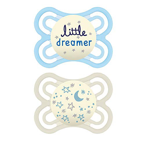 Baby Soother Dummy With Sterilisable Travel Case Glow in the Dark 2pcs MAM 