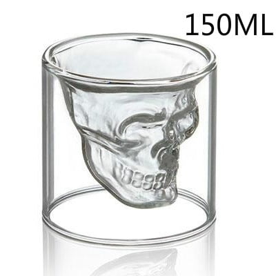 

Double Layer Transparent Skull Head Coffee Mug Crystal Glass Cup for Home Bar Club Whisy Wine Vodka and Beer Wine Glass