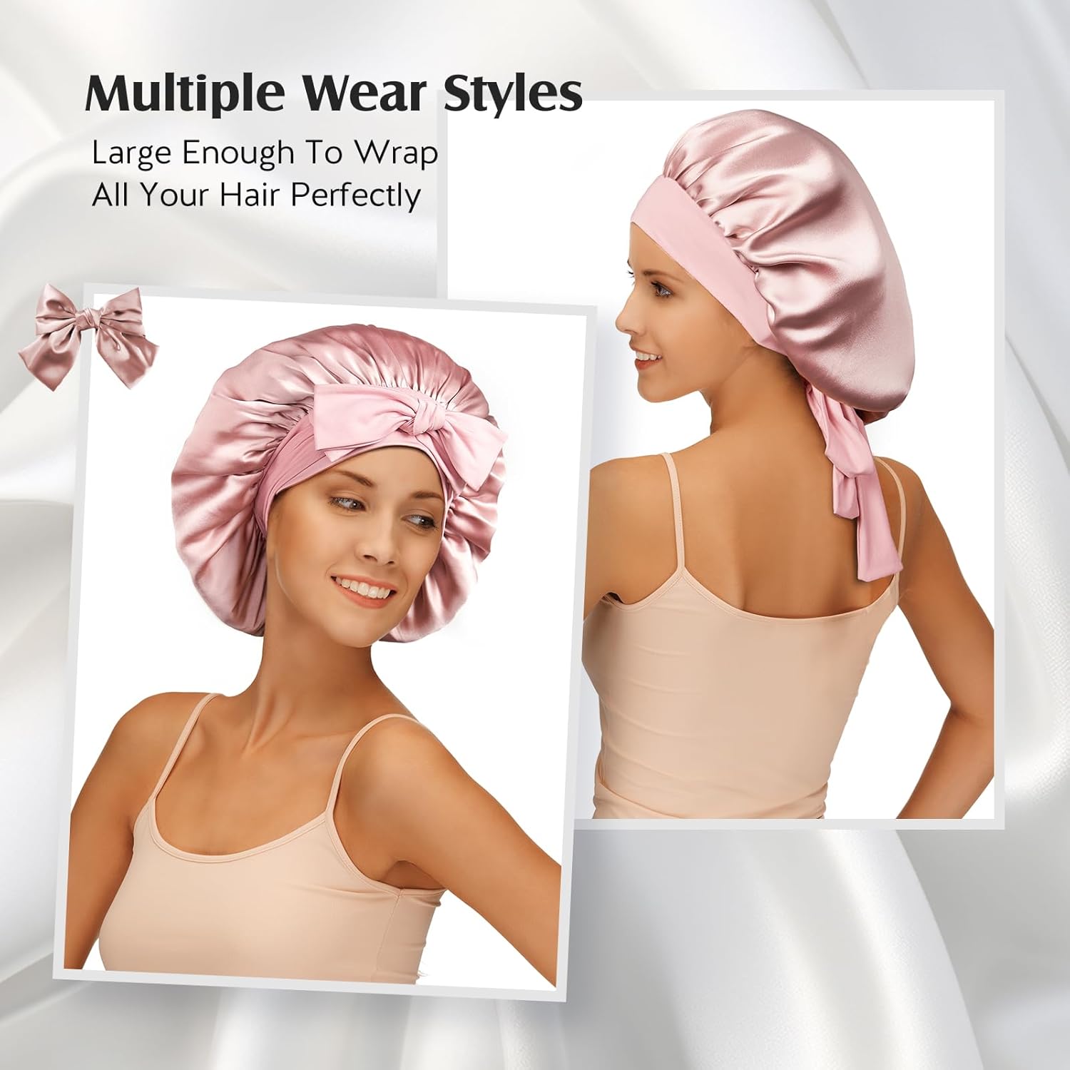 100% Mulberry Silk Bonnet for Sleeping Women - Double Layer Silk Hair Wrap – Non-Slip Silk Turban - Hair Silk Bonnet for Sleeping Women - Silk Cap for Sleeping