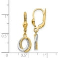 thumbnail image 2 of 14k Two-Tone Gold Textured and Polished Dangle Leverback Earrings 27x6mm Wide Dangle Earring for Women, 2 of 2