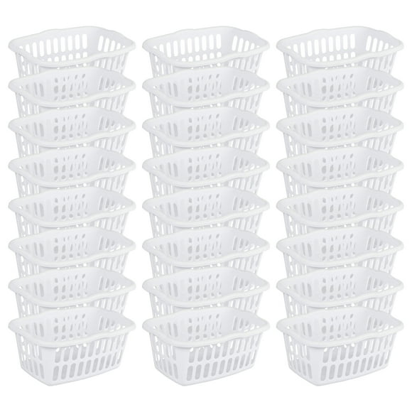 Sterilite 1.5 Bushel Plastic Stackable Laundry Basket, White (24 Pack)
