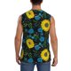 thumbnail image 4 of Fotbe Sunflowers And Blue Flower Men's Camiseta sin Mangas Estampada para Hombres, Playera Casual para Gimnasio, Entrenamiento, Playa-Small, 4 of 7